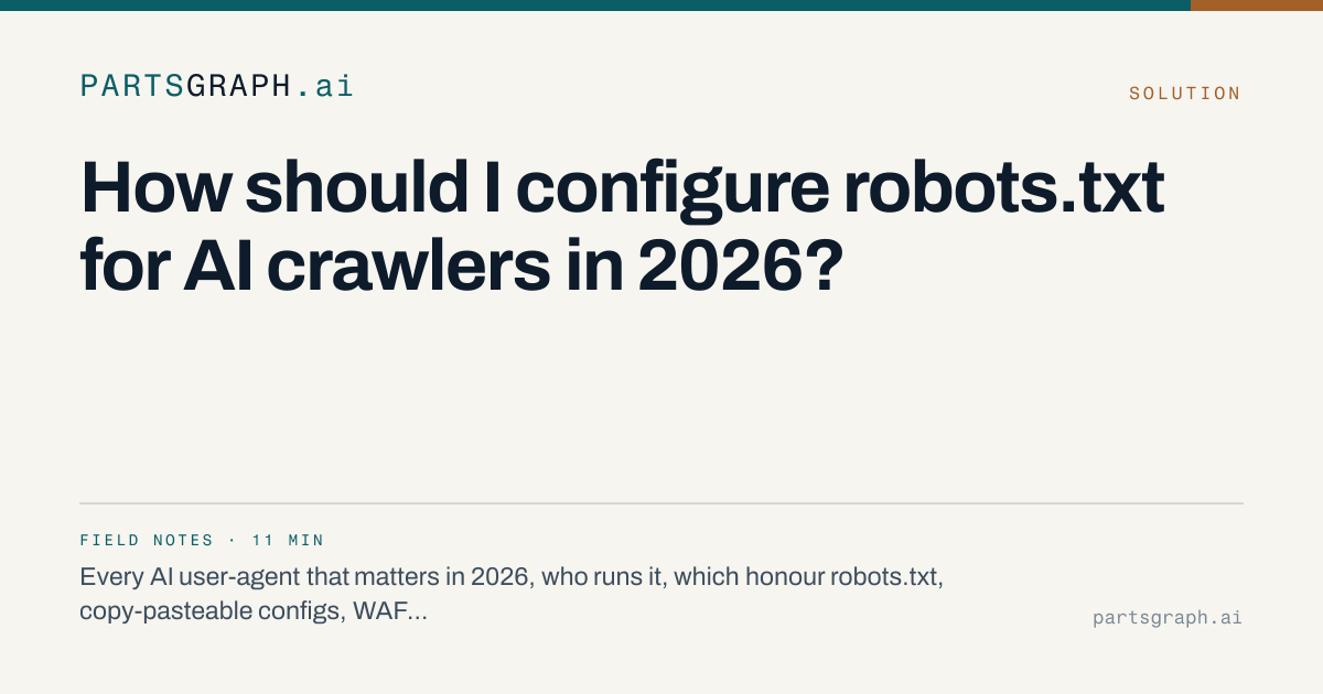 robots.txt et crawlers IA : le guide 2026 — Partsgraph