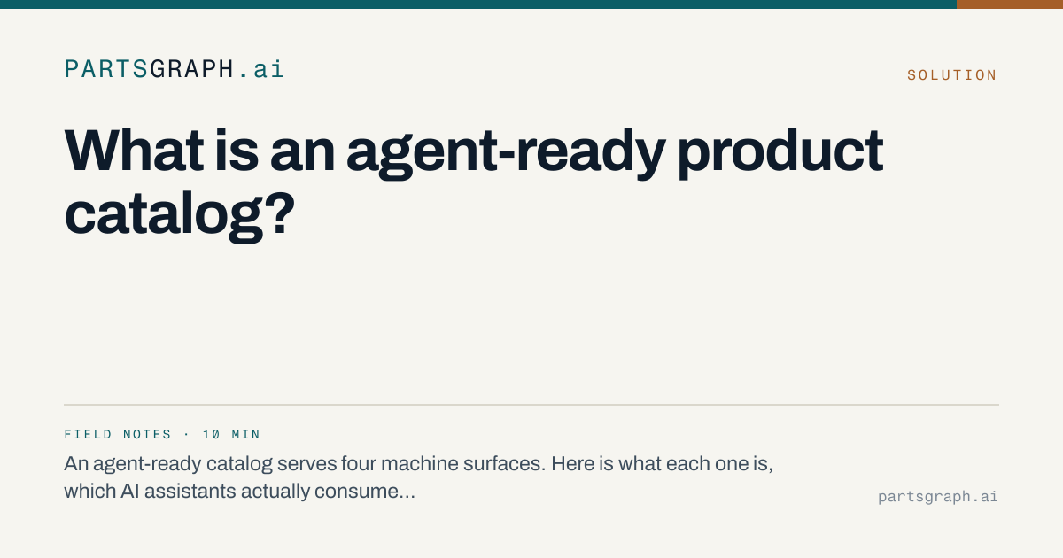 Qu'est-ce qu'un catalogue produit prêt pour les agents ? — Partsgraph